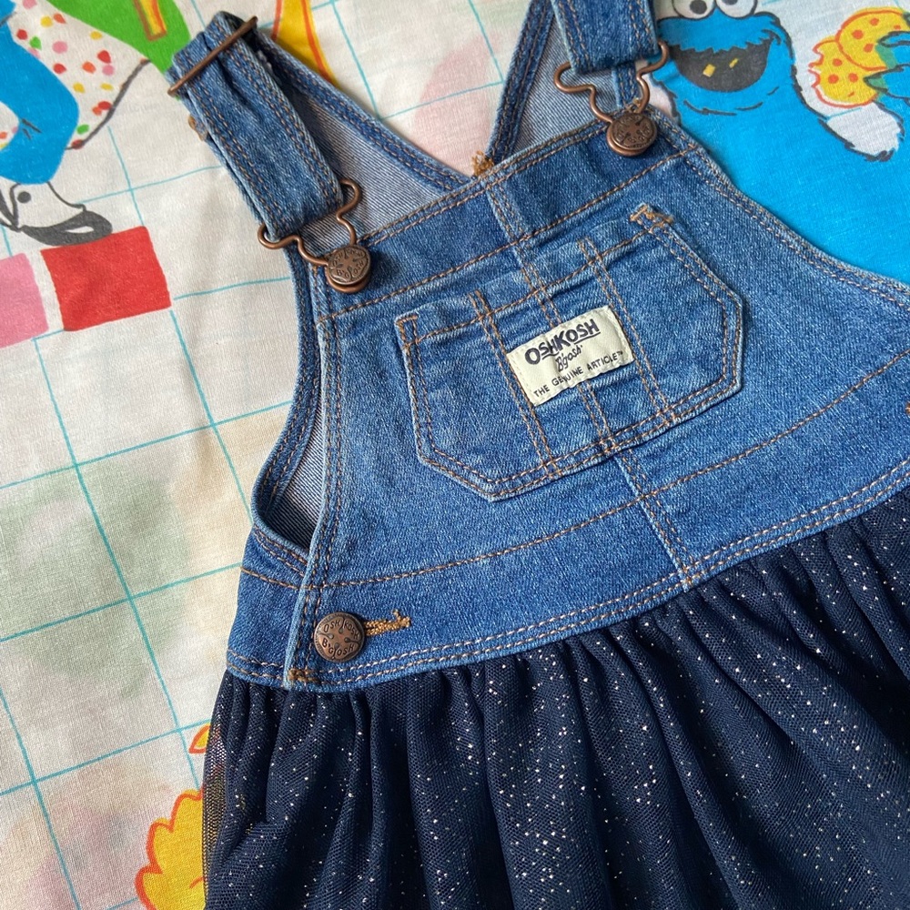 OshKosh B'gosh Blue Denim Kids Tutu Overalls 9M